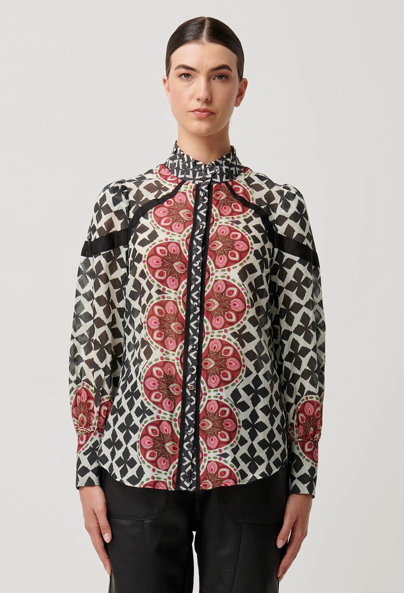 Shop Astrid Cotton Silk Shirt in Country Tapestry - OnceWas