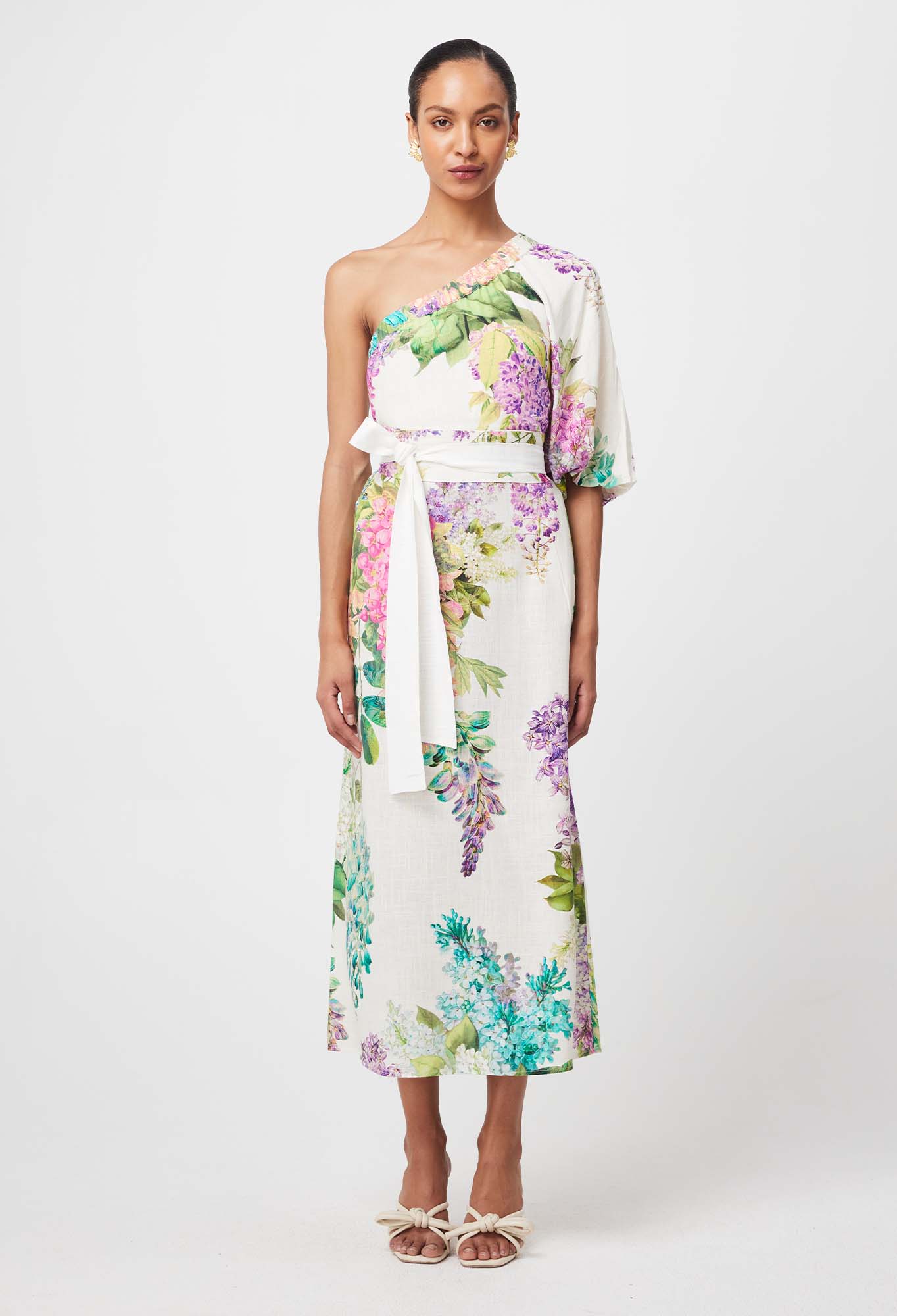 Shop Bahia Linen One Shoulder Viscose Dress | Wisteria Alba - ONCEWAS