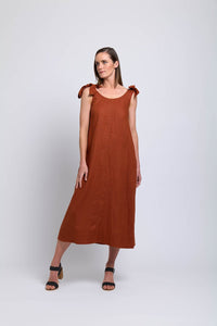 Shop Bali Tie Linen Dress | Bombay - Foil