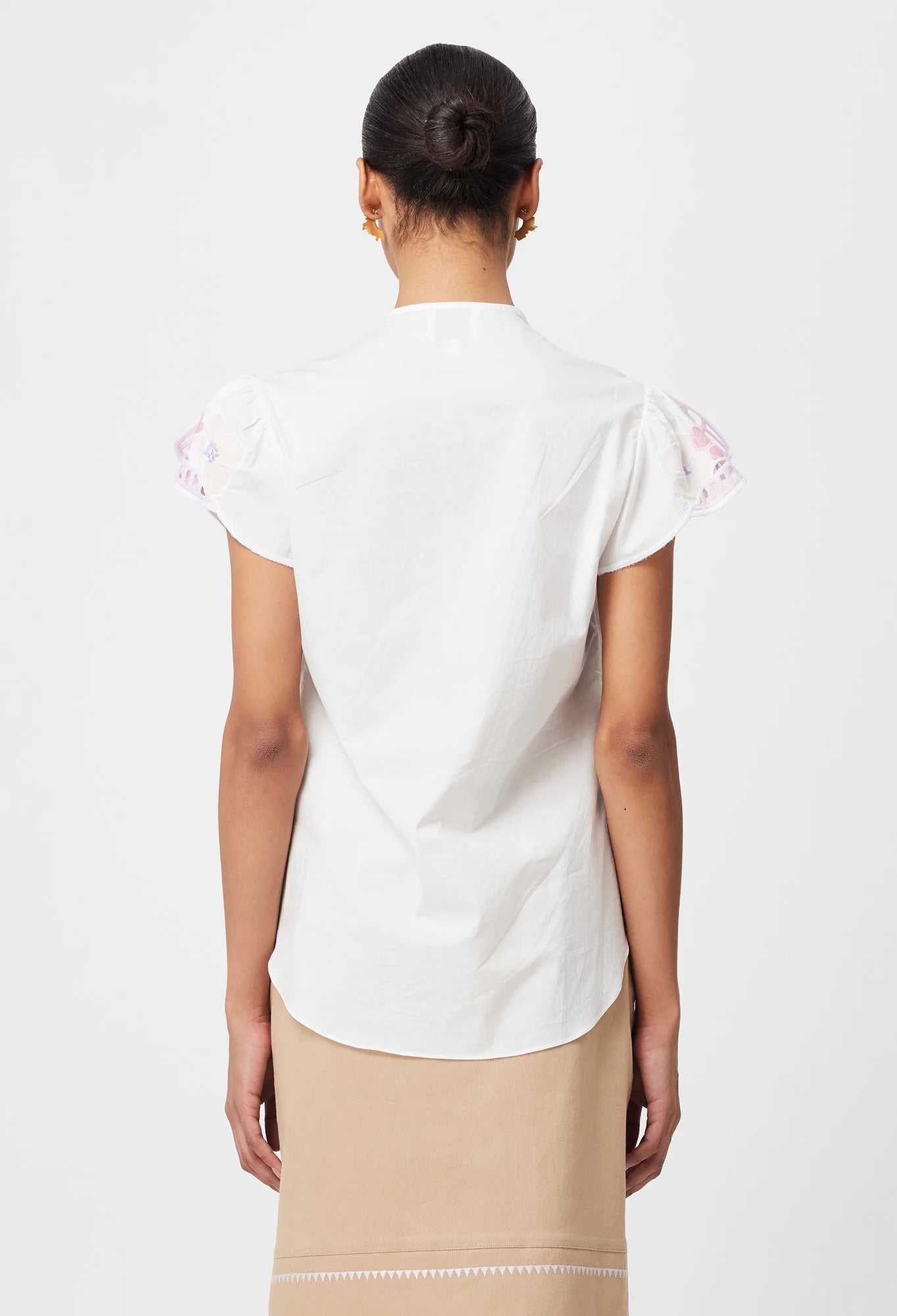 Shop Ballou Embroidered Cotton Voile Blouse | Ivory Blush - ONCEWAS