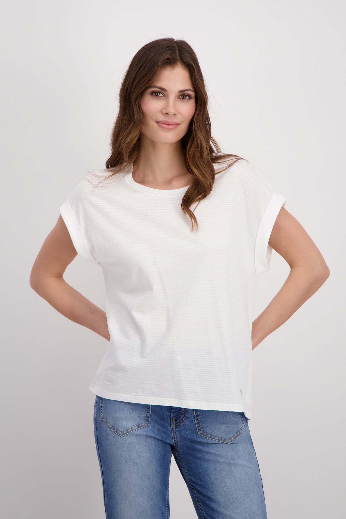 Shop Basic Plain Burnout Cotton T-Shirt | White - Monari