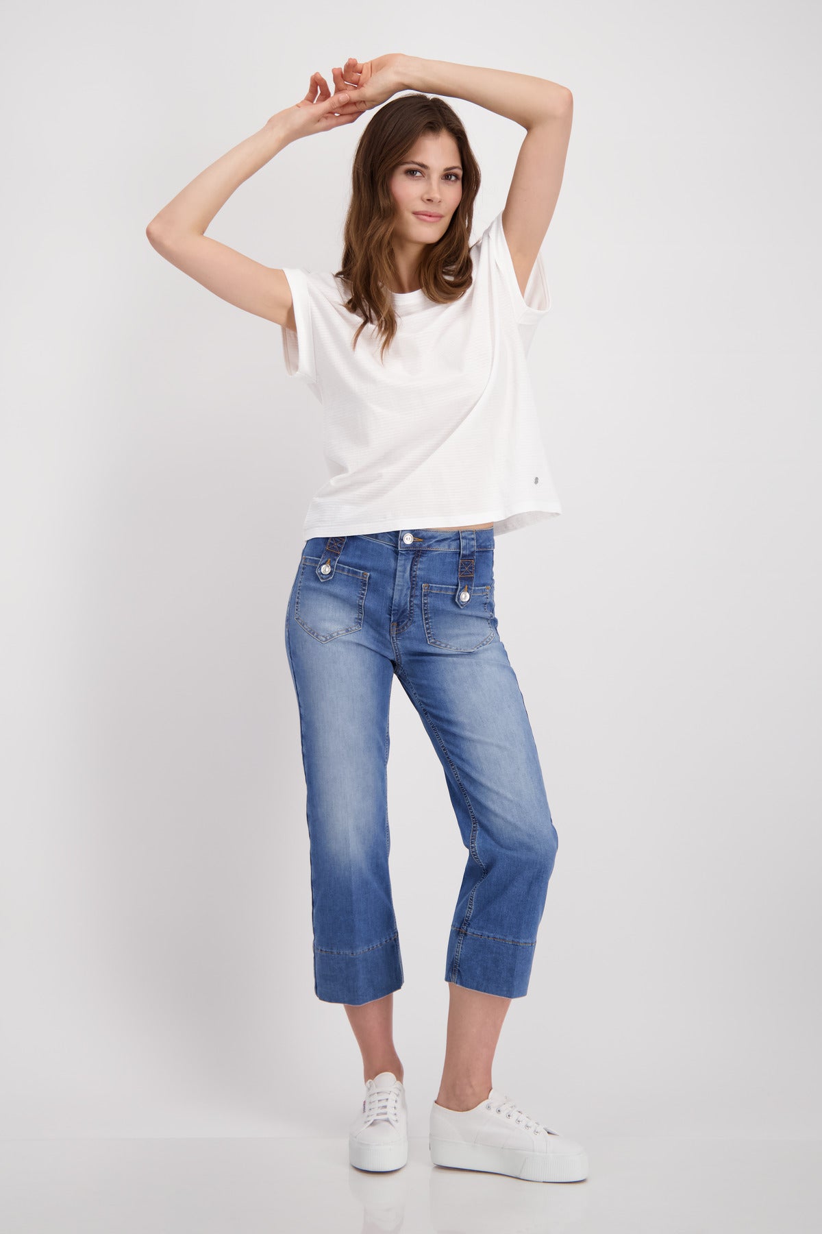 Shop Basic Plain Burnout Cotton T-Shirt | White - Monari