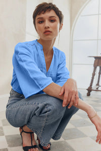 Shop Bedouin Cotton Blouse | Blue - Marie Louise de Monterey