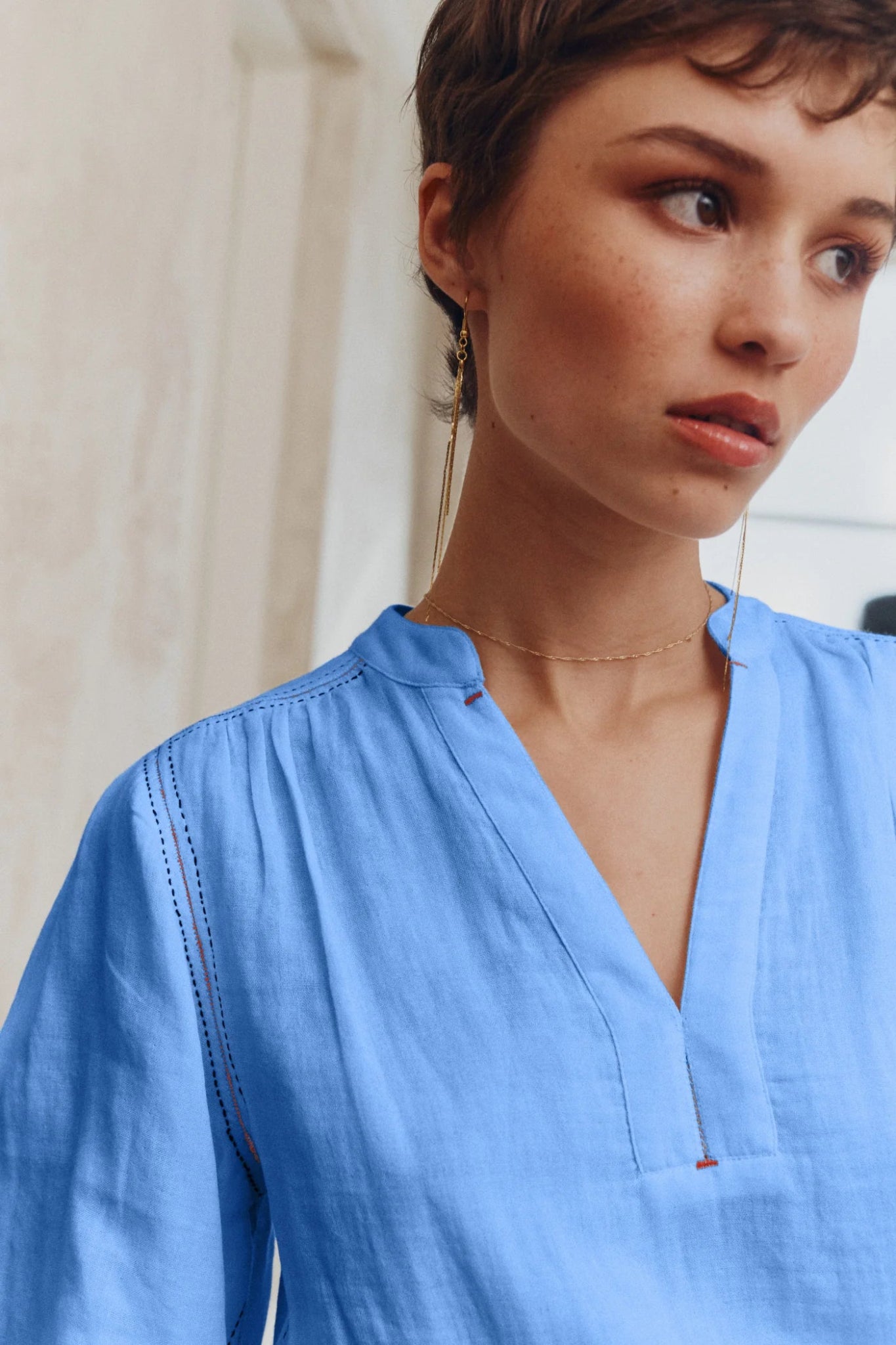 Shop Bedouin Cotton Blouse | Blue - Marie Louise de Monterey