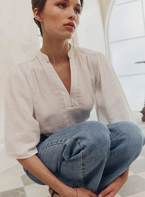 Shop Bedouin Cotton Blouse | Chalk - Marie Louise de Monterey