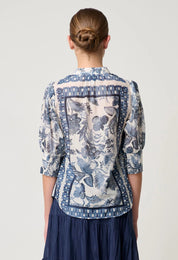 Shop Bijou Cotton Silk Shirt | Ink Flè Print - ONCEWAS