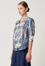 Shop Bijou Cotton Silk Shirt | Ink Flè Print - ONCEWAS