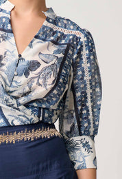 Shop Bijou Cotton Silk Shirt | Ink Flè Print - ONCEWAS