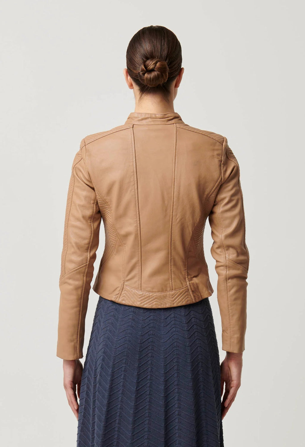 Shop Blaire Leather Herringbone Stitch Jacket - OnceWas