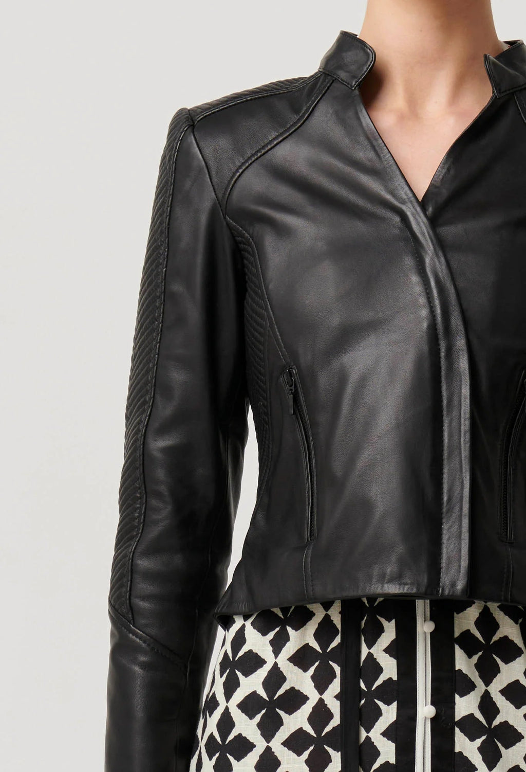 Shop Blaire Leather Herringbone Stitch Jacket - OnceWas