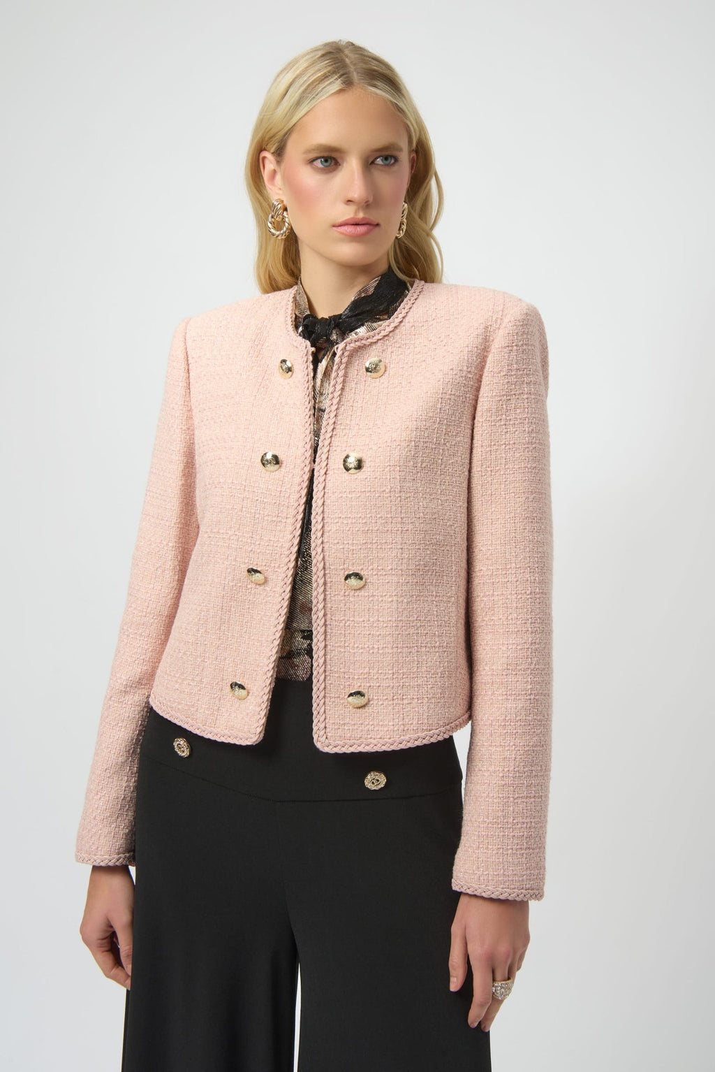 Shop Bouclé Collarless Jacket with Buttons - Joseph Ribkoff