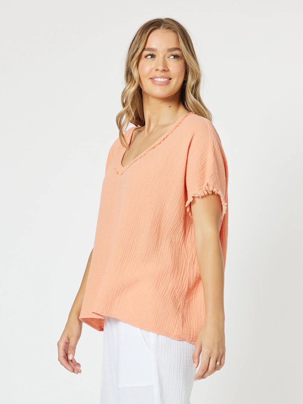 Shop Byron Cotton V - Neck Top - Threadz