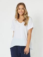 Shop Byron Cotton V - Neck Top - Threadz