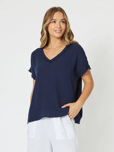 Shop Byron Cotton V - Neck Top - Threadz