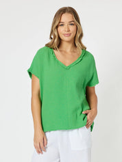 Shop Byron Cotton V - Neck Top - Threadz