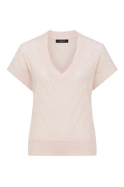 Shop Cable Melbourne Cotton Cashmere V-Neck Top - Pale Pink - Cable Melbourne