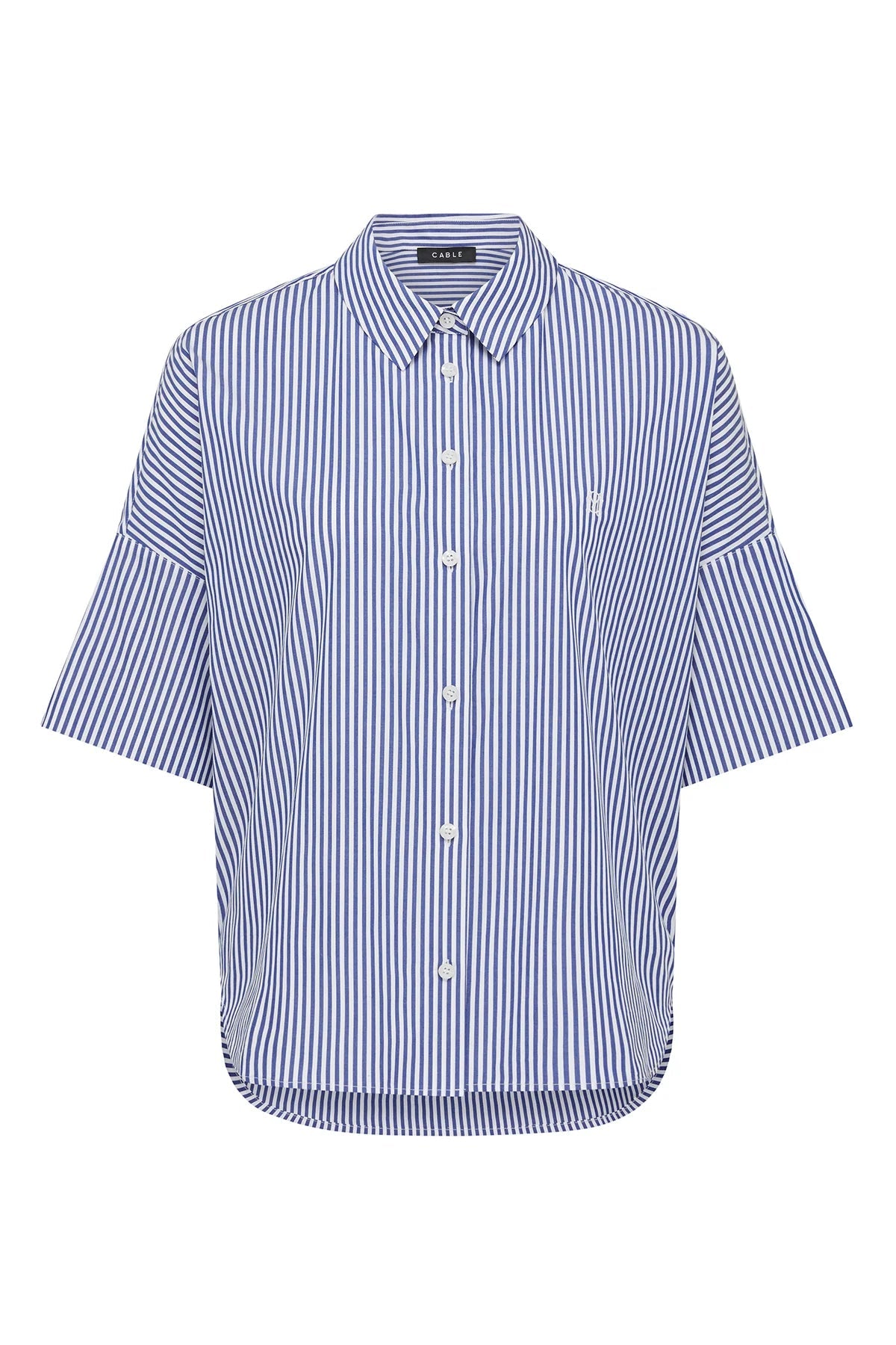 Shop Cable Melbourne Cove Cotton Boxy Shirt - Blue Stripe - Cable Melbourne