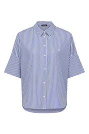 Shop Cable Melbourne Cove Cotton Boxy Shirt - Blue Stripe - Cable Melbourne