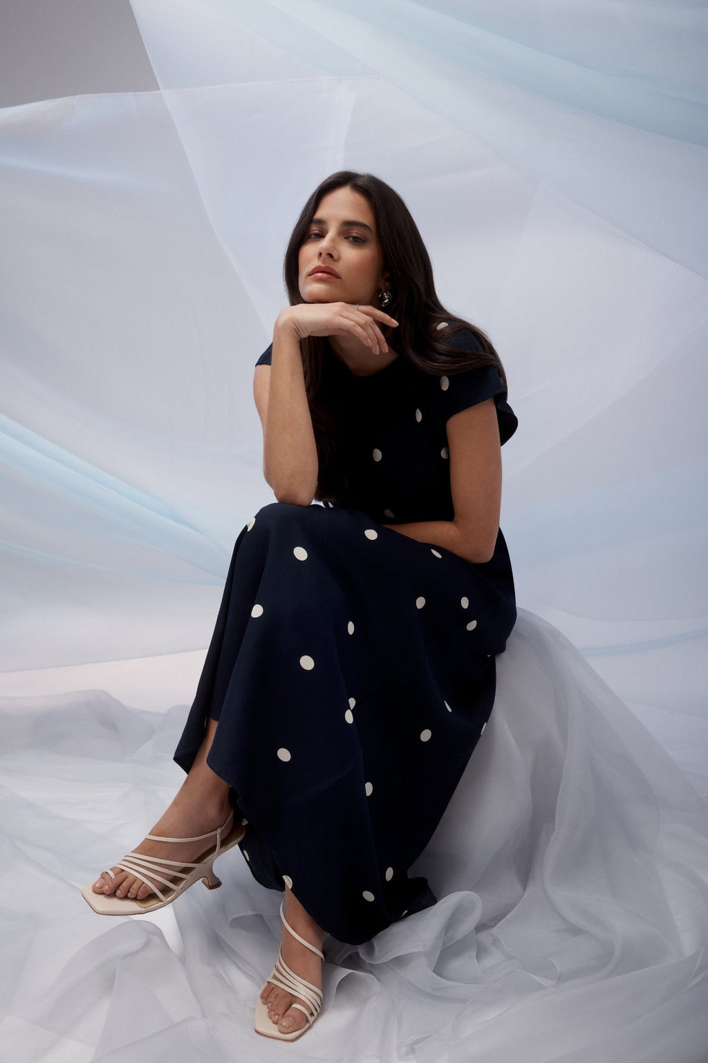 Shop Cable Melbourne Muse Dress - Navy Spot - Cable Melbourne