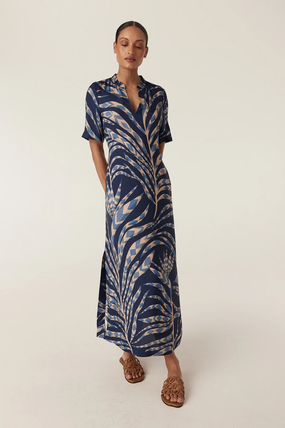 Shop Cable Melbourne Pina Kaftan Midi Dress - Wild Fern Print - Cable Melbourne