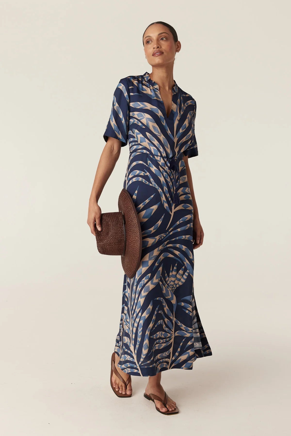 Shop Cable Melbourne Pina Kaftan Midi Dress - Wild Fern Print - Cable Melbourne