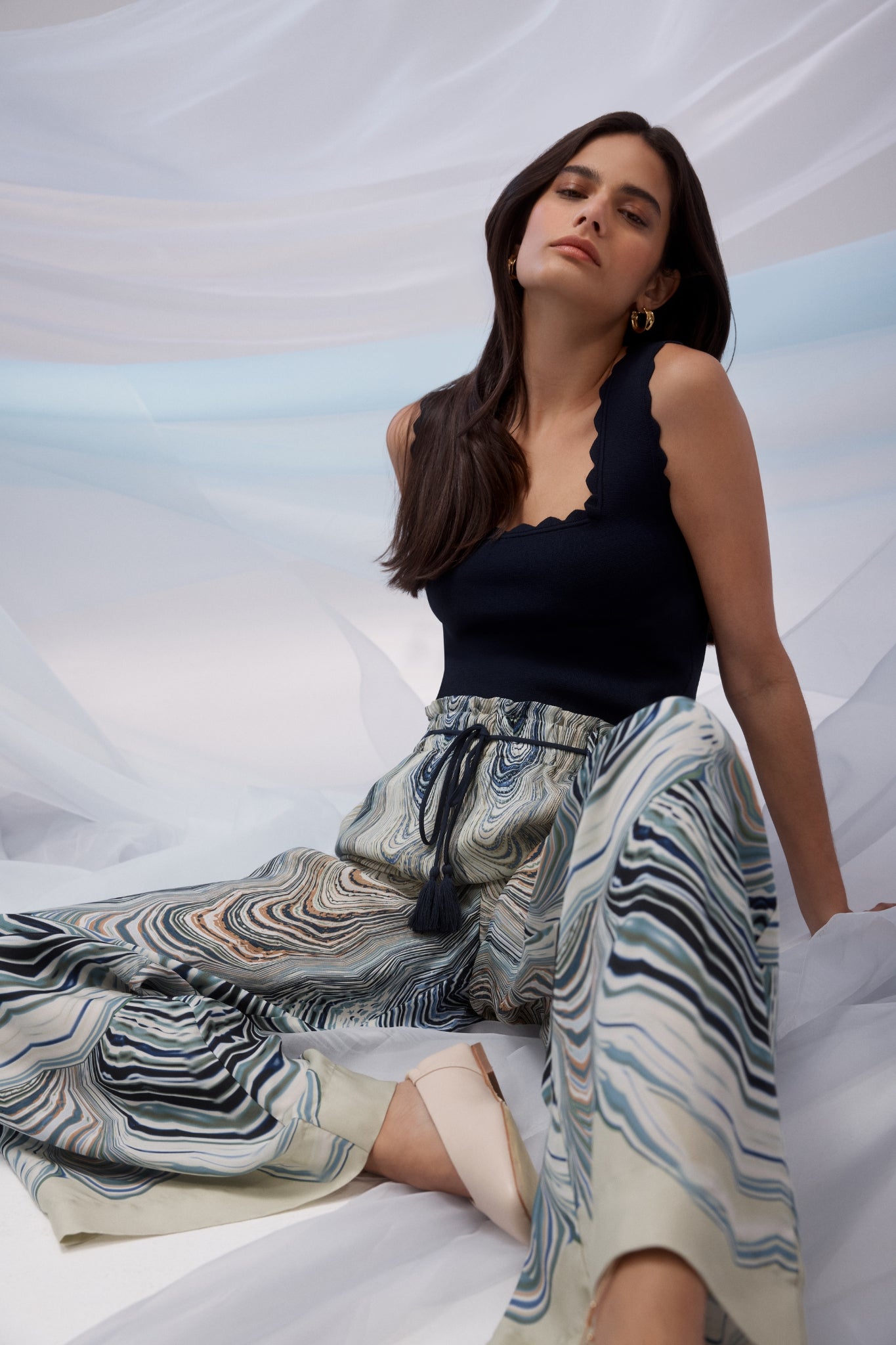 Shop Cable Melbourne Villa Crepe Knit Scallop Tank - Cable Melbourne