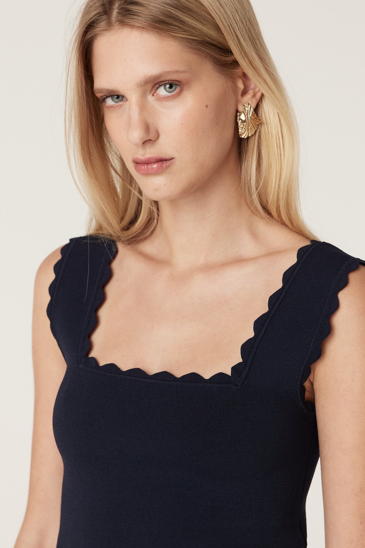 Shop Cable Melbourne Villa Crepe Knit Scallop Tank - Cable Melbourne