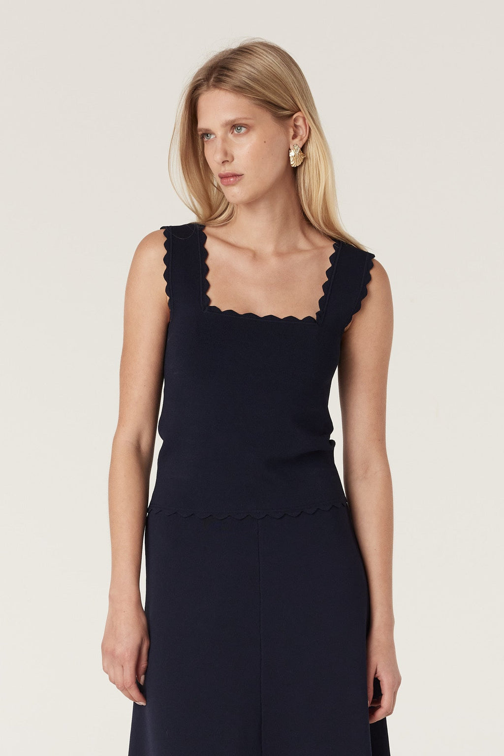 Shop Cable Melbourne Villa Crepe Knit Scallop Tank - Cable Melbourne