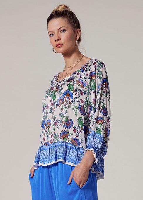 Shop Calliope Blouse | White Multi - Loobies Story