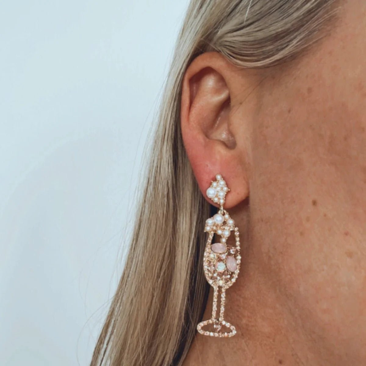 Shop Champagne Petillant Sparking Crystal Earrings - Plum Petal