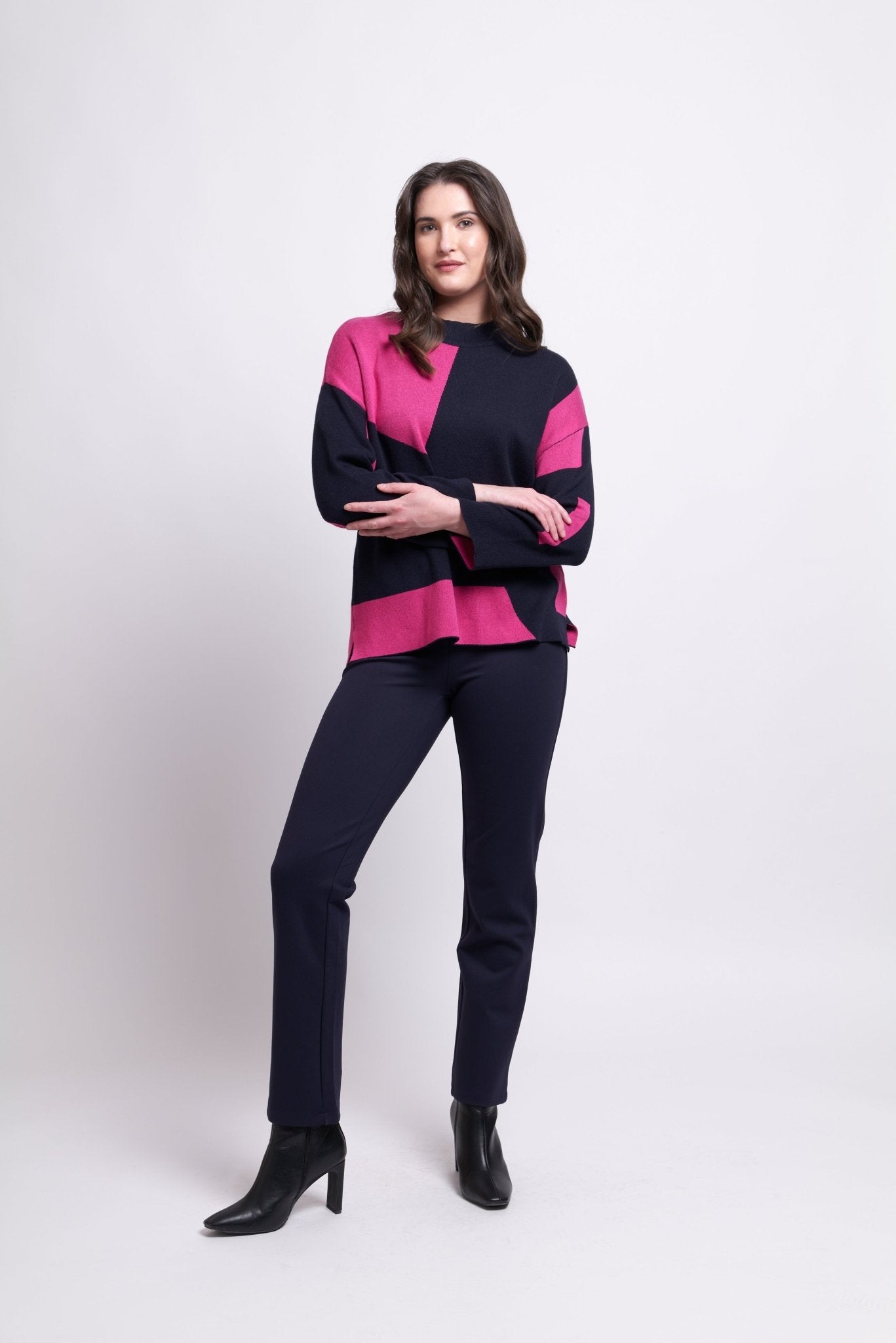 Shop Chip Off The Block Sweater | Navy / Pink - Foil