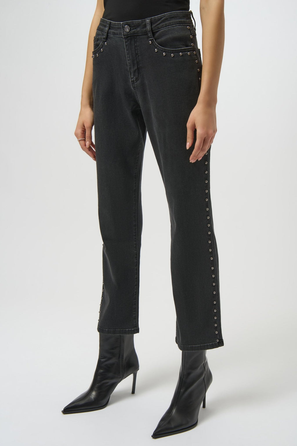 Shop Classic Straight Leg Jeans with Studded Seams - Joseph Ribkoff
