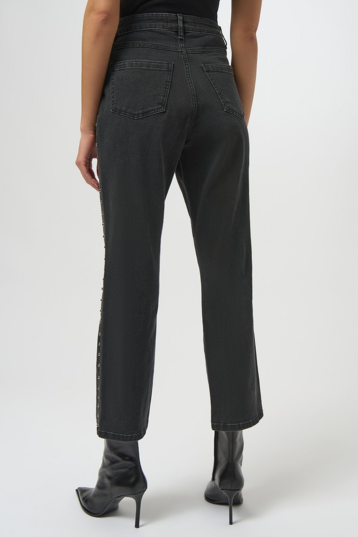 Shop Classic Straight Leg Jeans with Studded Seams - Joseph Ribkoff
