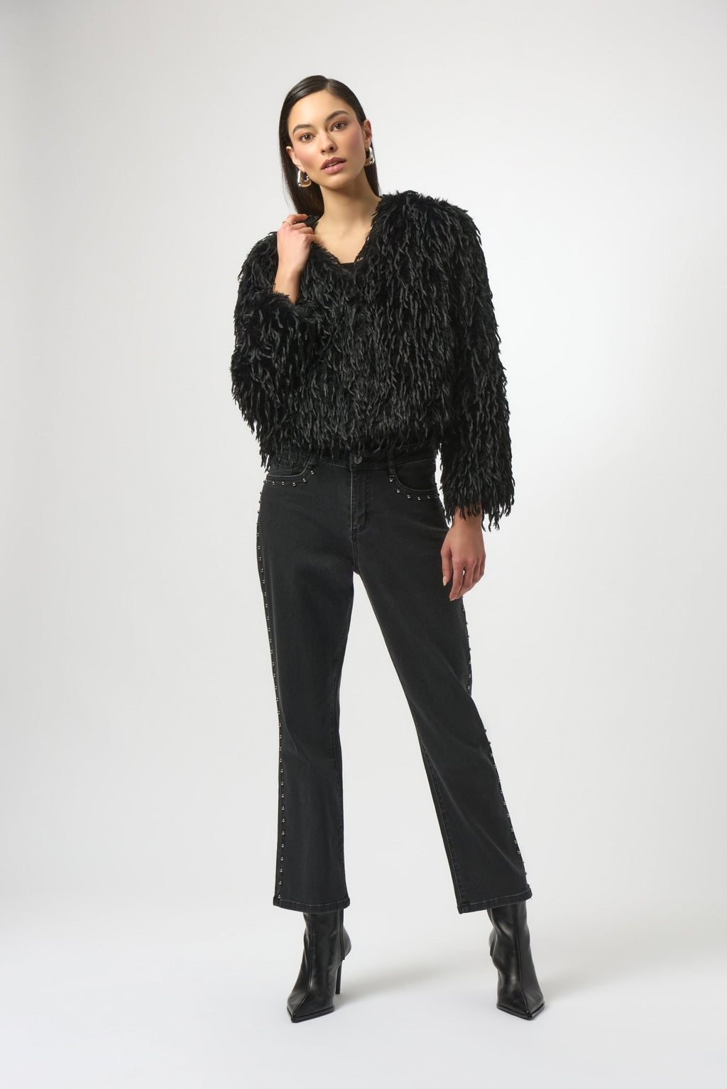 Shop Classic Straight Leg Jeans with Studded Seams - Joseph Ribkoff