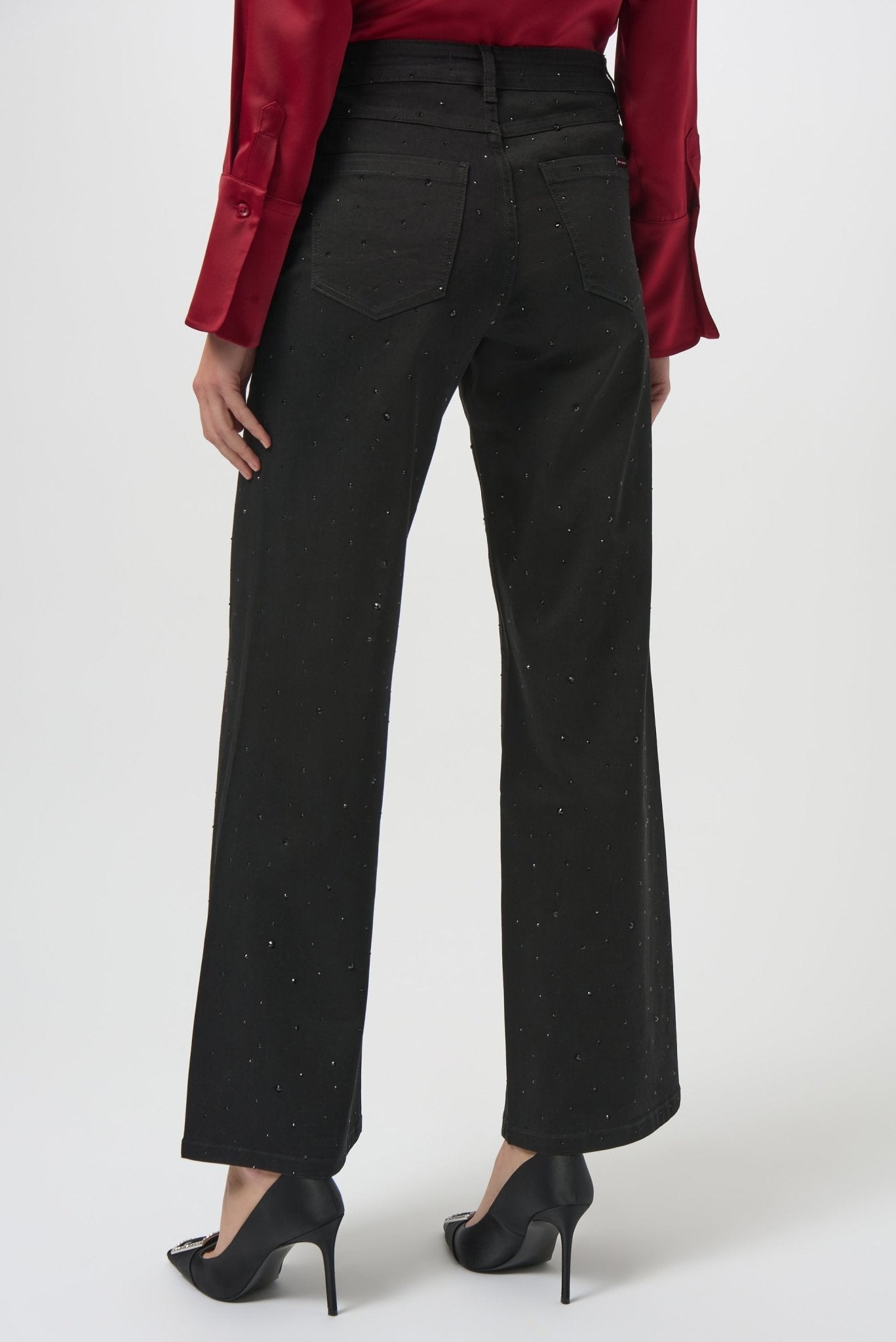 Shop Classic Wide Leg Jeans with Rhinestones - Joseph Ribkoff