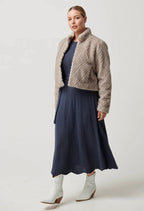 Shop Clover Faux Fur Cropped Jacket in Oat - OnceWas