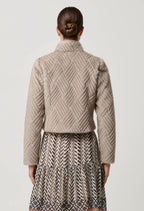 Shop Clover Faux Fur Cropped Jacket in Oat - OnceWas