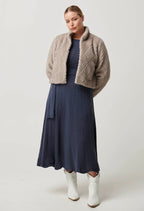 Shop Clover Faux Fur Cropped Jacket in Oat - OnceWas