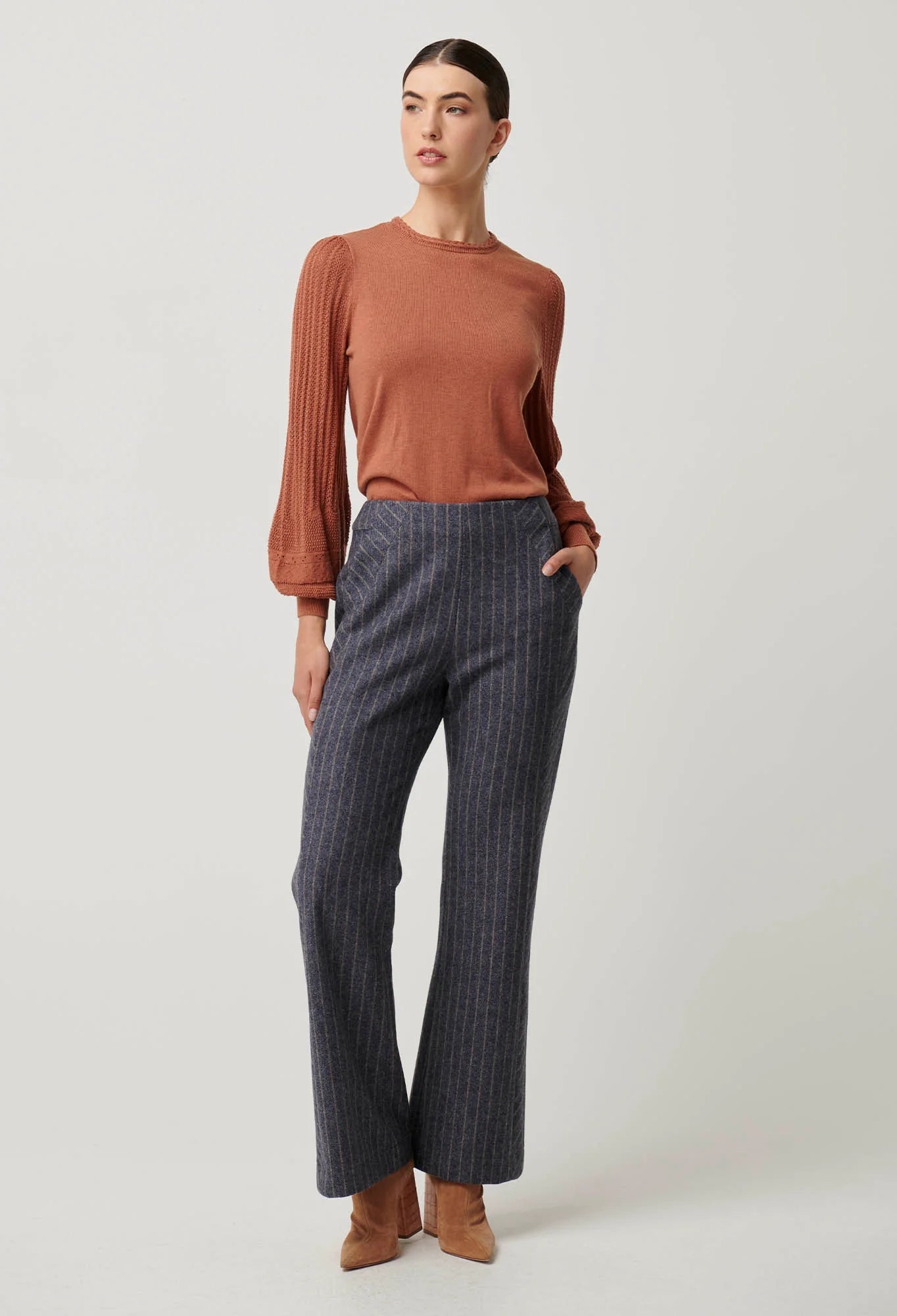 Shop Coraline Chevron Stripe Ponte Pant - OnceWas