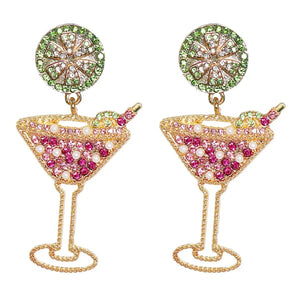 Shop Cosmopolitan Cocktail Festive Season Sparkling Earrings - Plum Petal