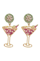 Plum Petal Cosmopolitan Cocktail Festive Season Sparkling Earrings