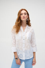 Shop Cotton Embroidered Eyelet Boxy Blouse - Joseph Ribkoff