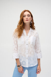 Shop Cotton Embroidered Eyelet Boxy Blouse - Joseph Ribkoff