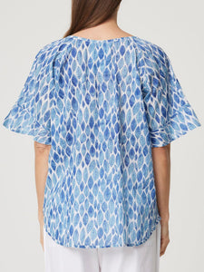 Shop Cotton Kim Top | Blue Leaf Print - Cake