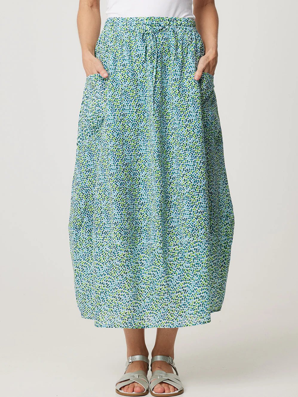 Shop Cotton Pocket Panel Skirt | Green Spot Print - Cake