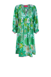 Shop Cotton Shift Dress | Green Multi Floral Print - Place du Soleil