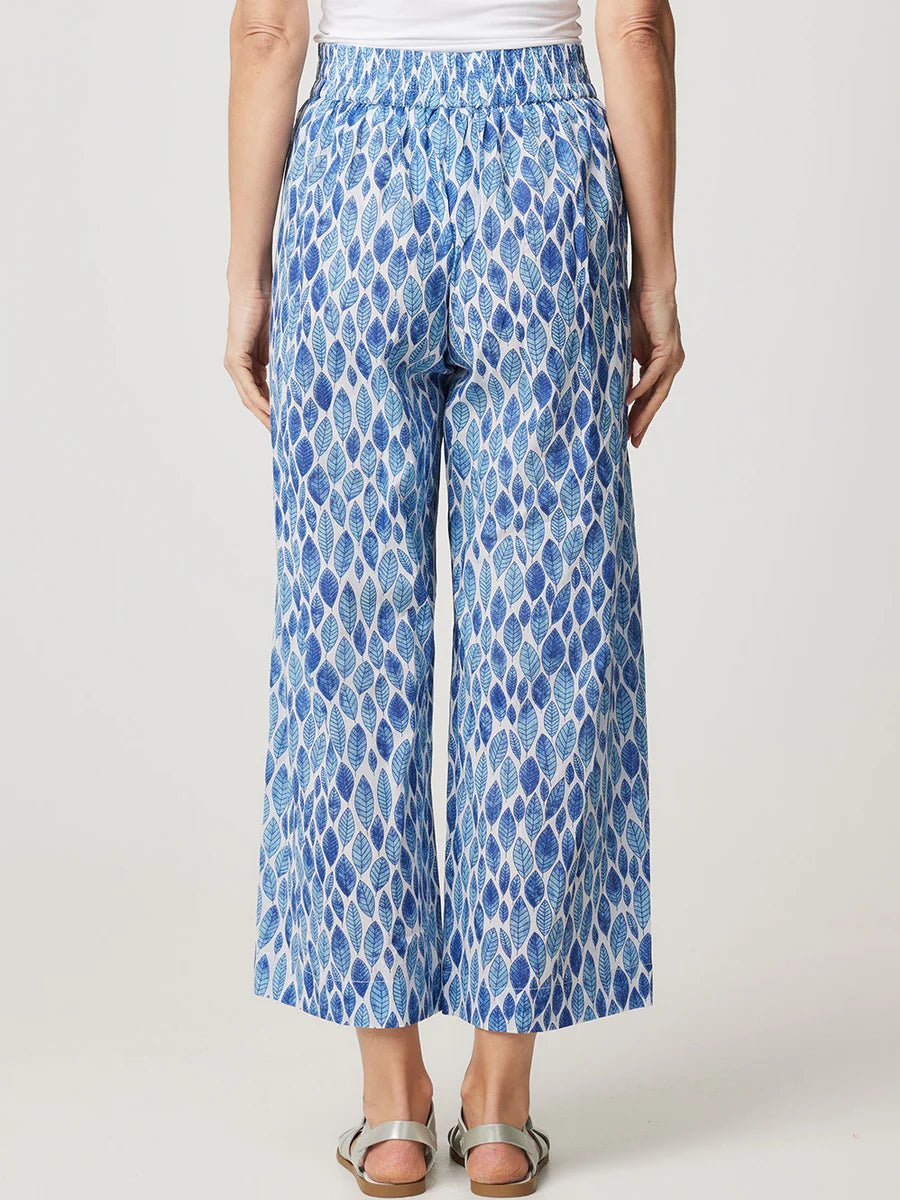 Shop Cotton Wide Leg Romy Pant | Blue Leaf Print - Cake