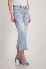 Shop Cropped Jeans with Floral Pattern | Mid Denim - Monari