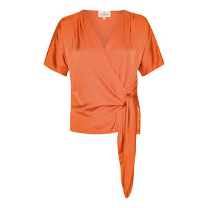 Shop Dagmar Wrap Blouse | Tangerine - Karmamia Copenhagen