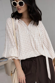 Shop Danill Chequer Blouse | Beige - Alexandra Australia